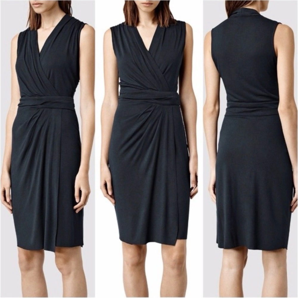 All Saints Novi Wrap Dress Petrol - Size 2